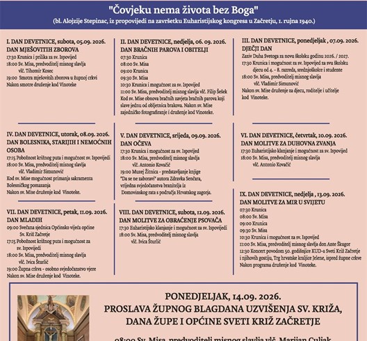 Devetnica uoči župne svetkovine u Svetom Križu Začretju